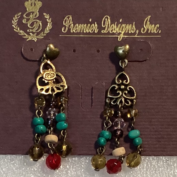 Premium Designs, Inc. Gold Tone/Multi Color Drop Earrings - Picture 7 of 7
